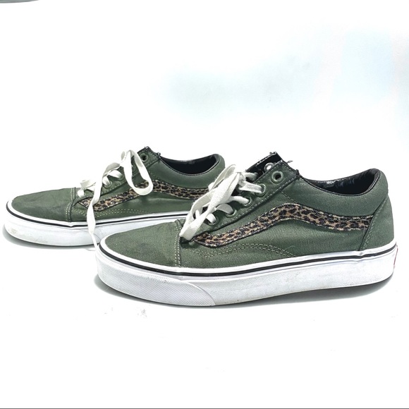 grey vans with leopard print stripe